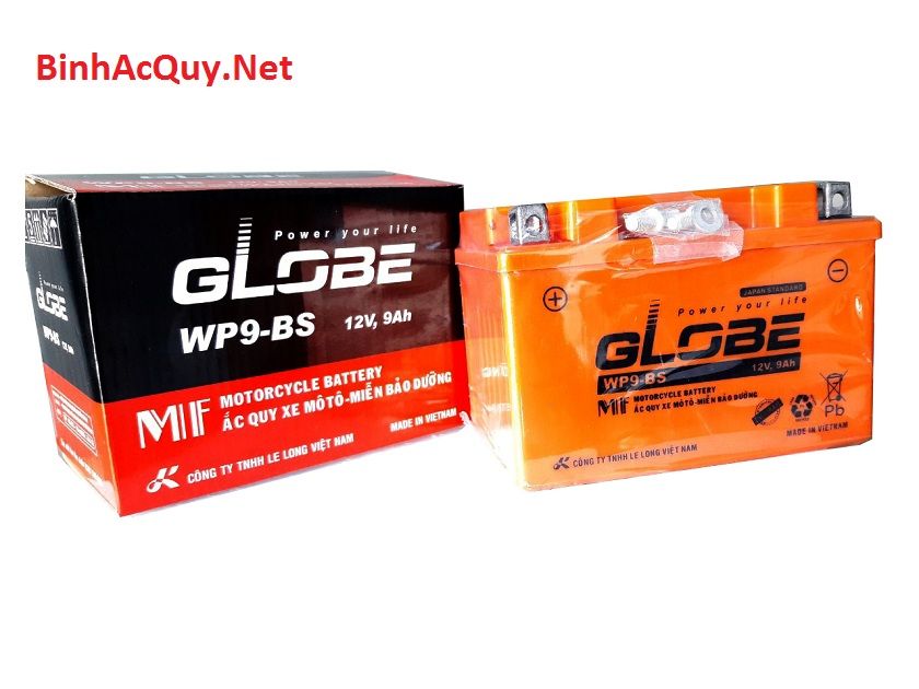 Bình ắc quy xe máy Spacy GLOBE 12V-9AH | Mã WP9-BS
