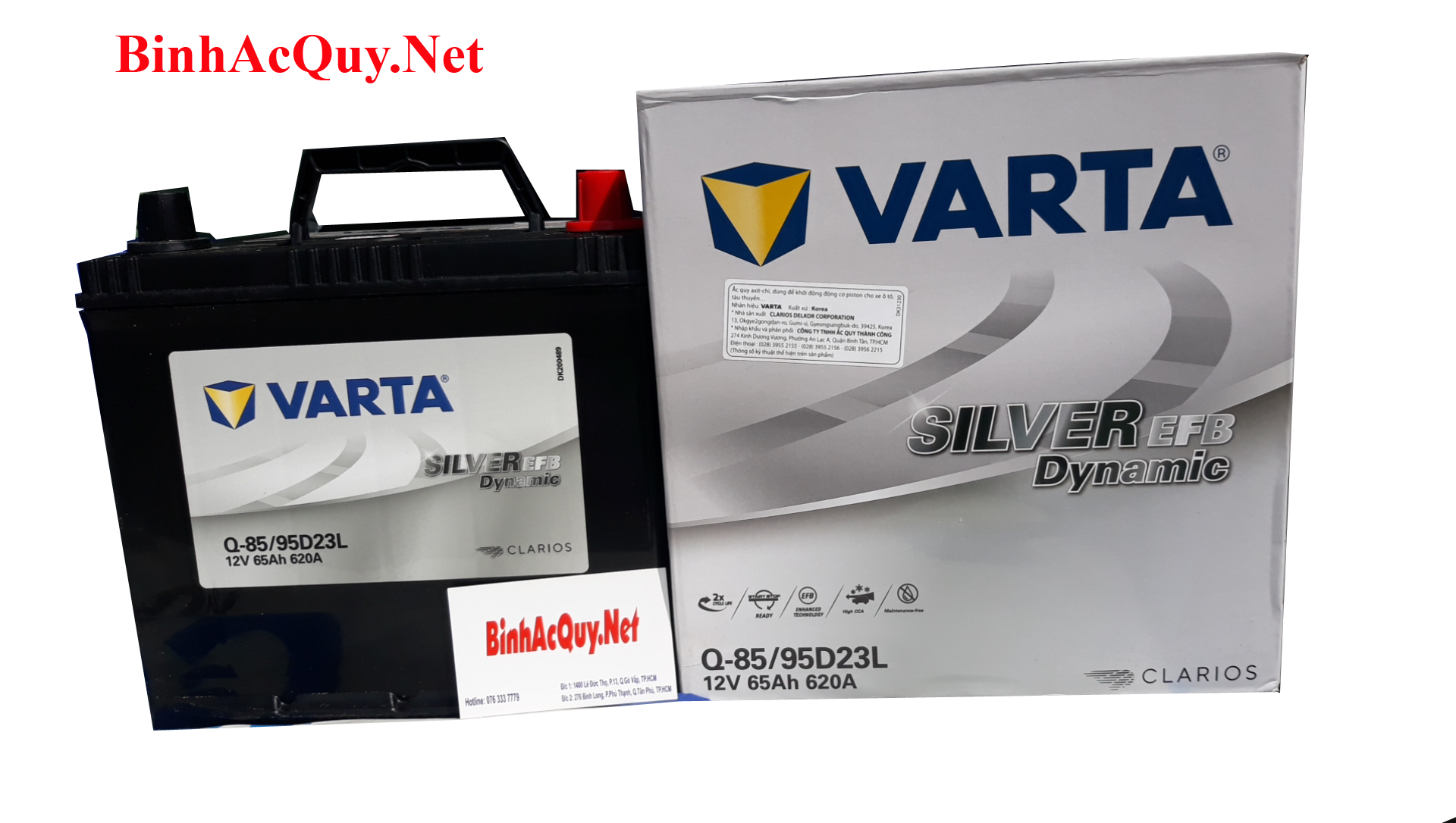 Bình Ắc Quy Varta EFB Q85 (12V-65AH) SILVER | Mã 95D23L