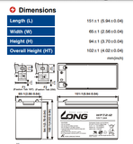  Bình ắc quy vi tính Long 12V-7.2AH | Mã  WP7.2-12 