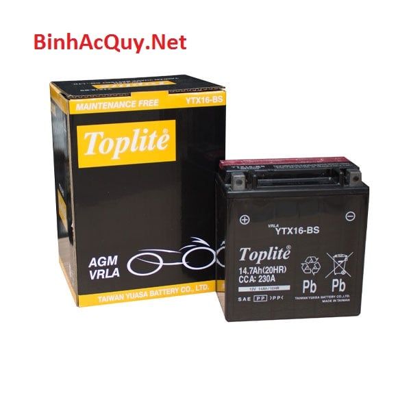 Bình ắc quy Mô tô Yuasa 12V-14AH | Mã Toplite YTX16-BS