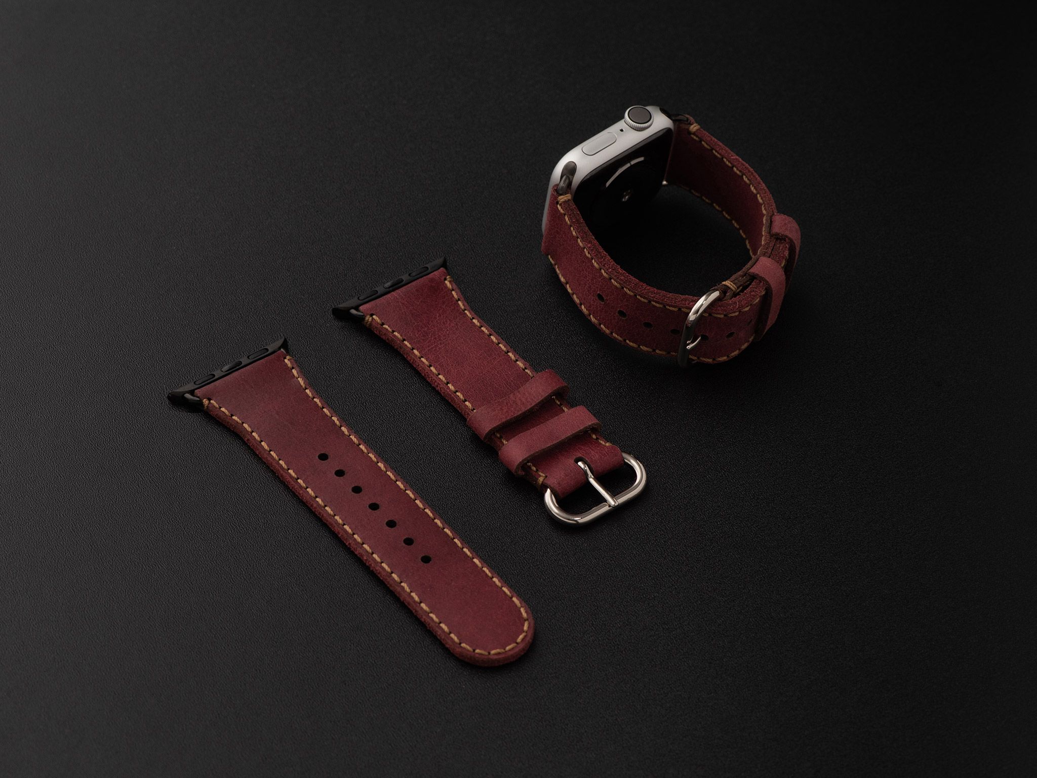Dây da SEN Apple Watch size lớn (44/46mm) - Adapter Đen