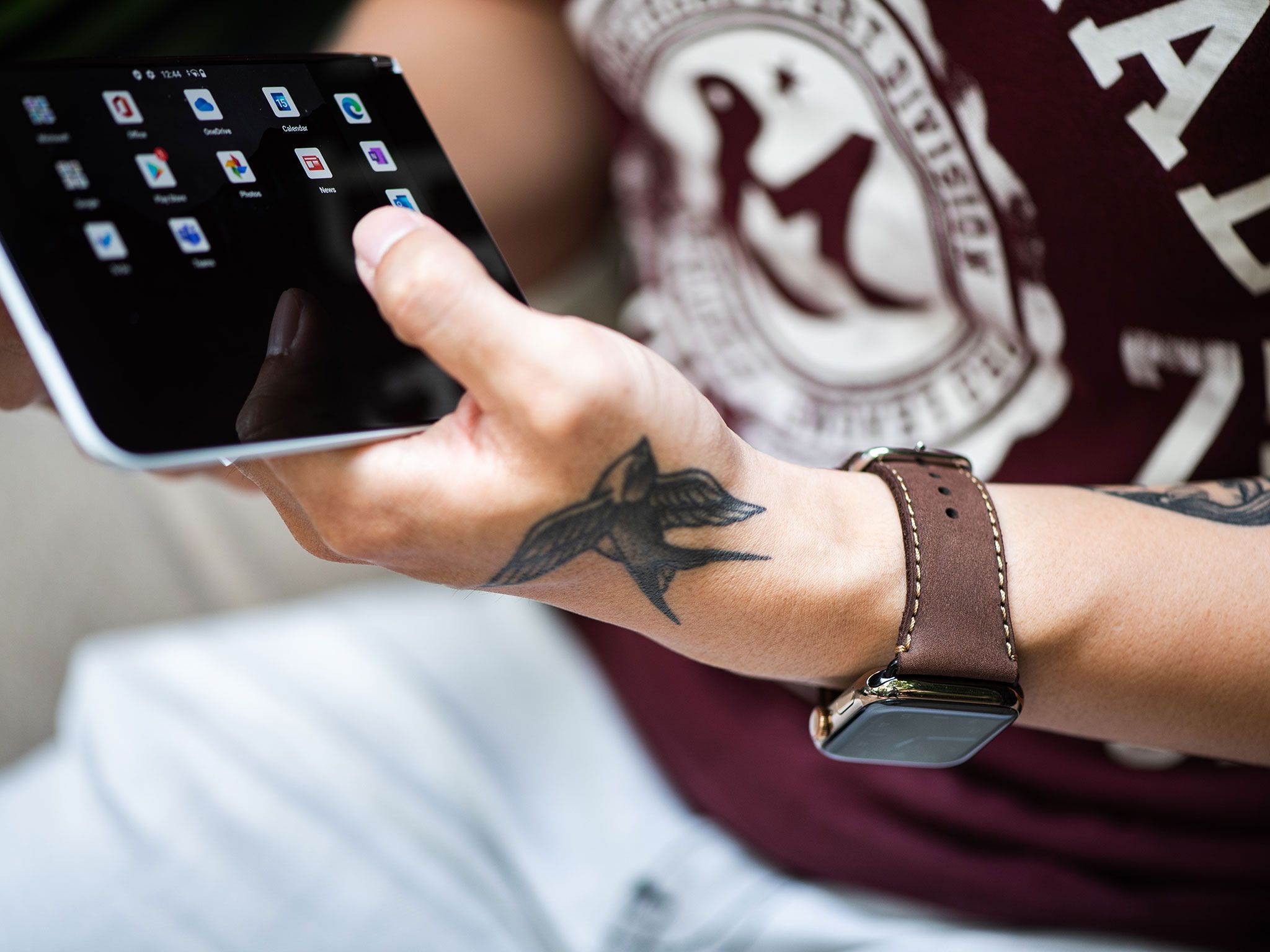 Dây da SEN Apple Watch size lớn (44/46mm) - Adapter Đen
