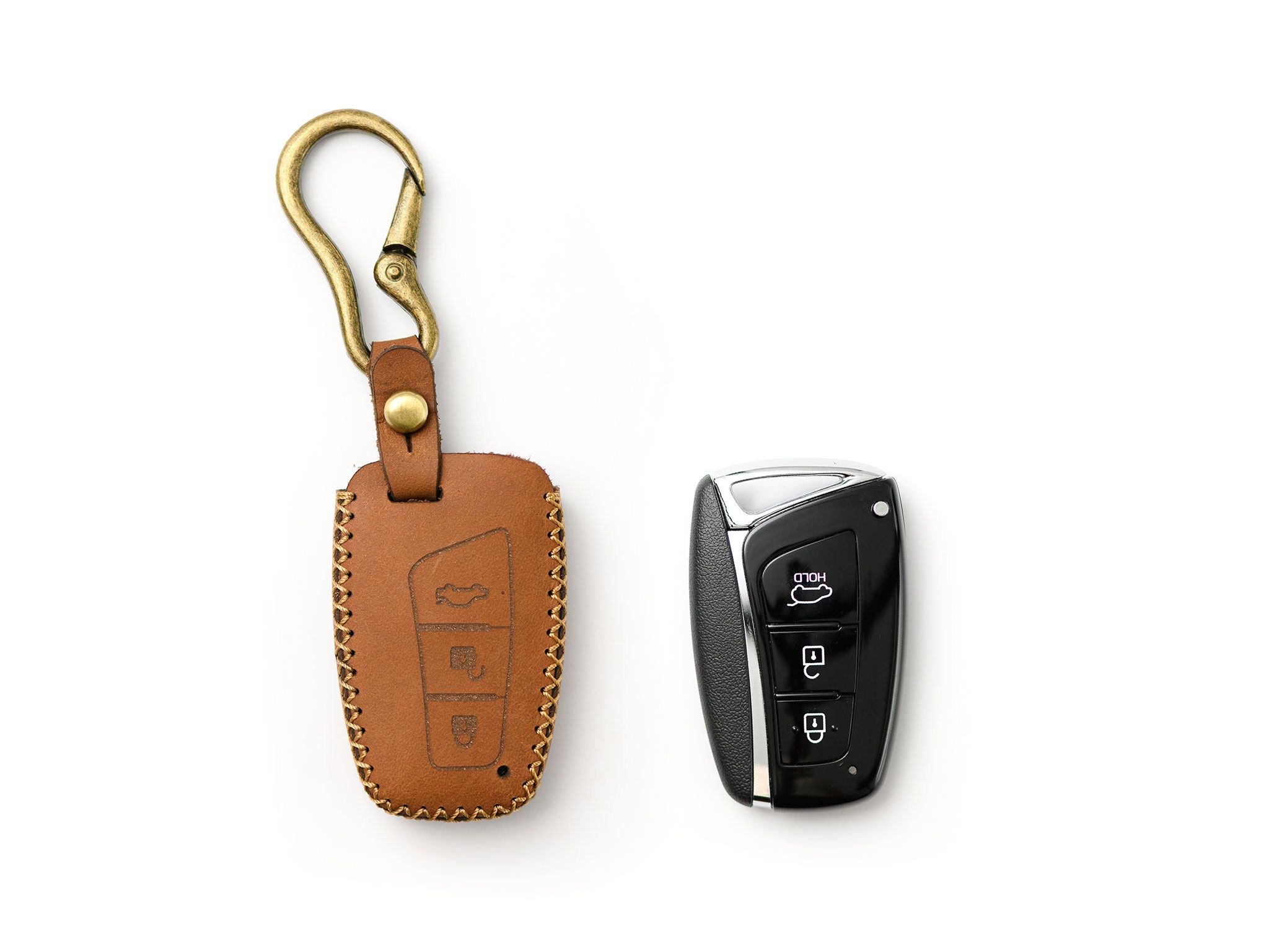 Hyundai Santafe - Bao da chìa khóa (móc carabiner)