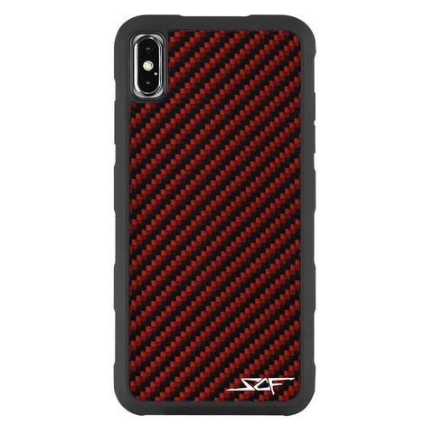 IPHONE XS MAX RED CARBON FIBER CASE ARMOR SERIES