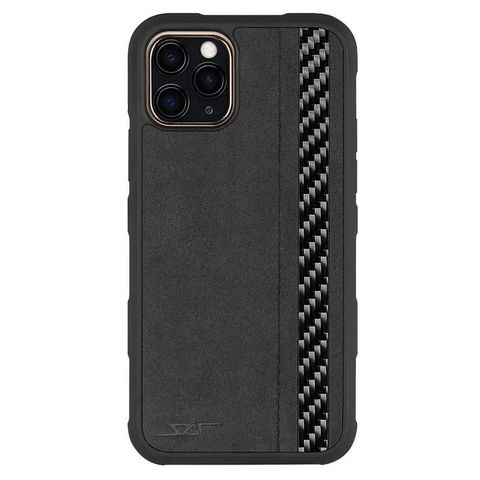 IPHONE 11 PRO ALCANTARA & REAL CARBON FIBER CASE ARMOR SERIES