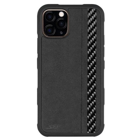 IPHONE 11 PRO MAX ALCANTARA & REAL CARBON FIBER CASE ARMOR SERIES