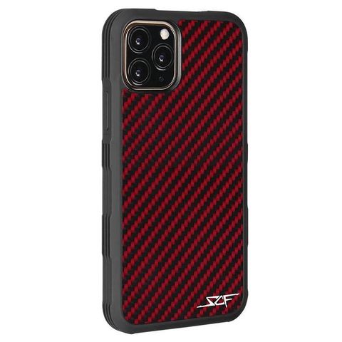 IPHONE 11 PRO MAX RED CARBON FIBER CASE ARMOR SERIES