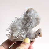 Hốc đá thạch anh trắng tự nhiên hình con sóc - clear quartz cluster