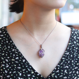 Vòng cổ đá Thạch anh tím thô (raw Amethyst) micro macrame