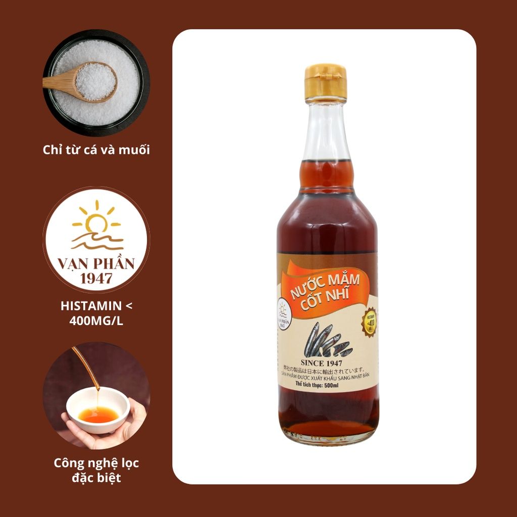 Nước mắm cốt nhĩ Vạn Phần (xuất Nhật) chai thủy tinh 500ml