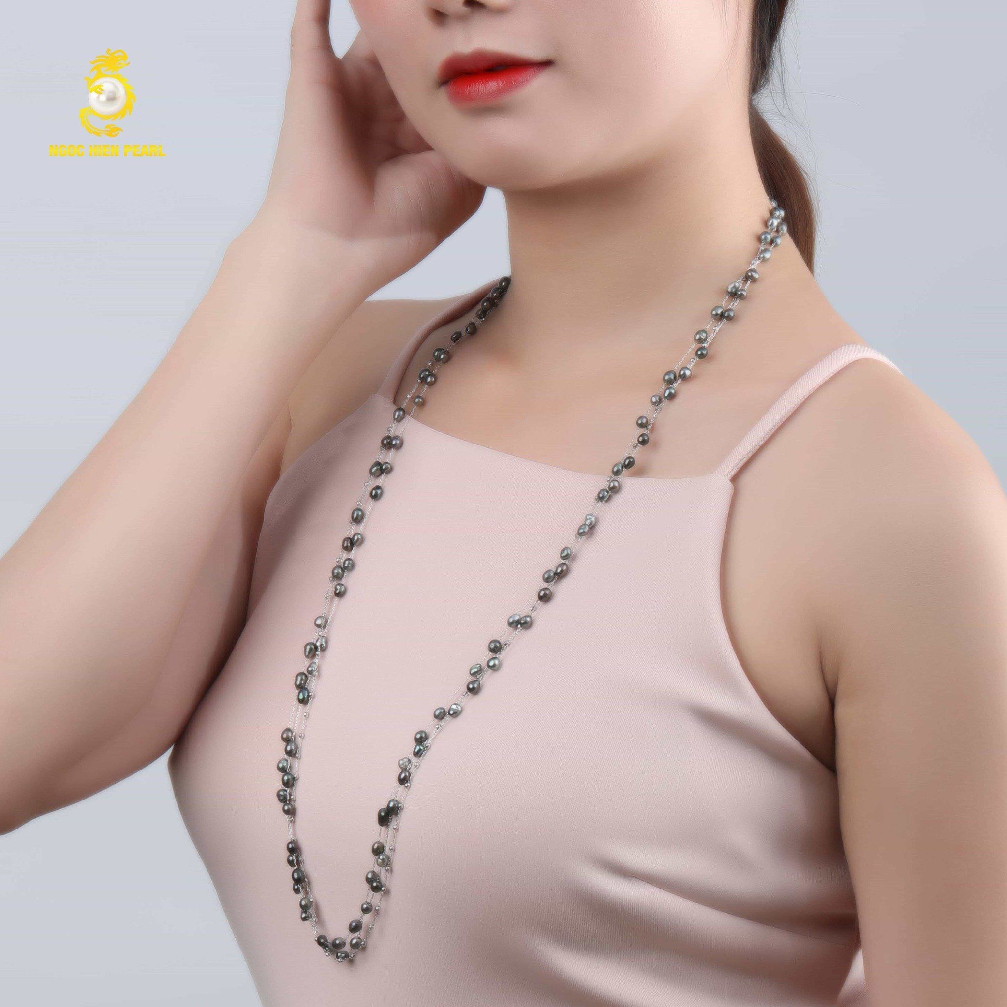 Chuỗi cổ thiết kế ngọc trai tự nhiên Tahiti GDC095