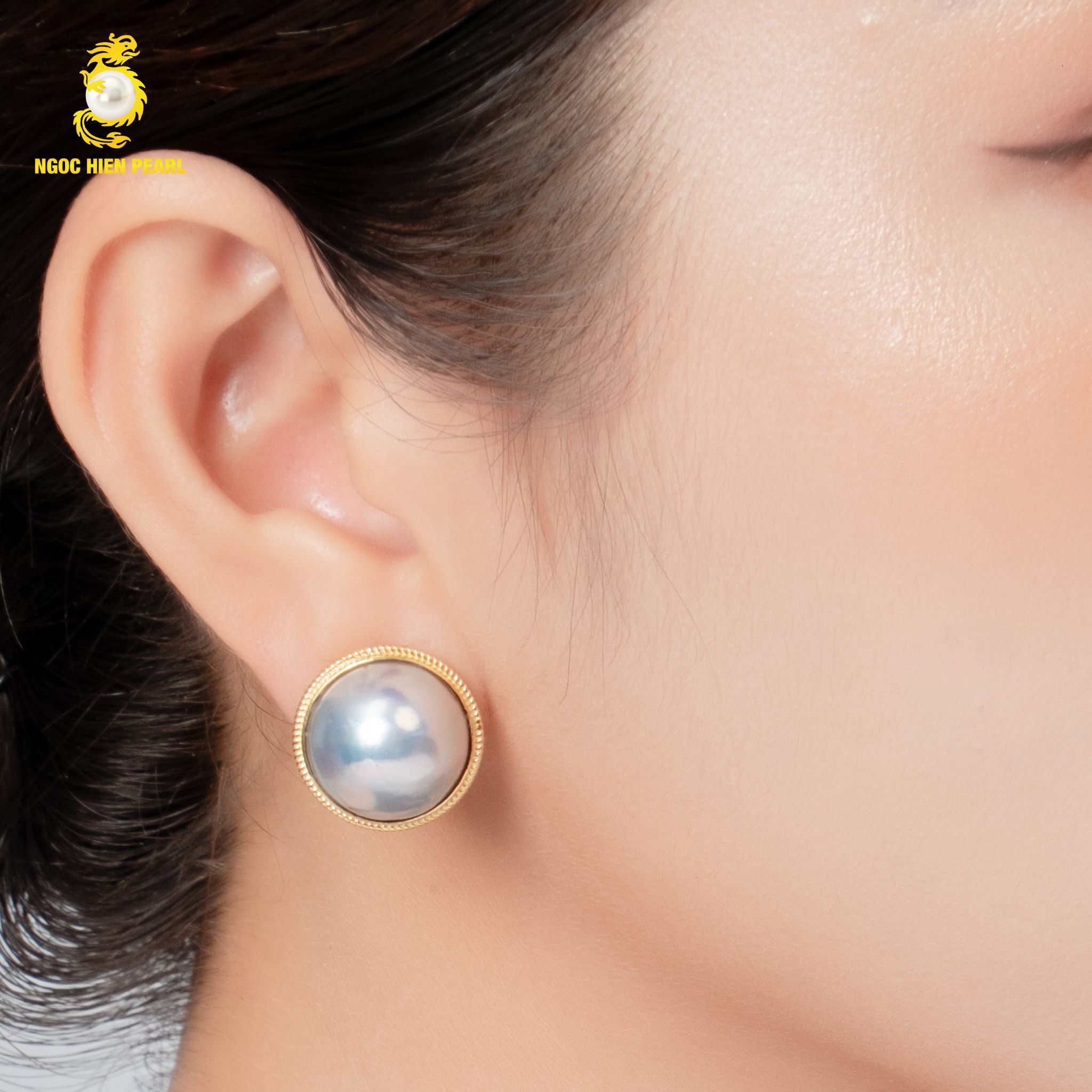 Bông tai ngọc trai Cấy Trên Vỏ GEP006