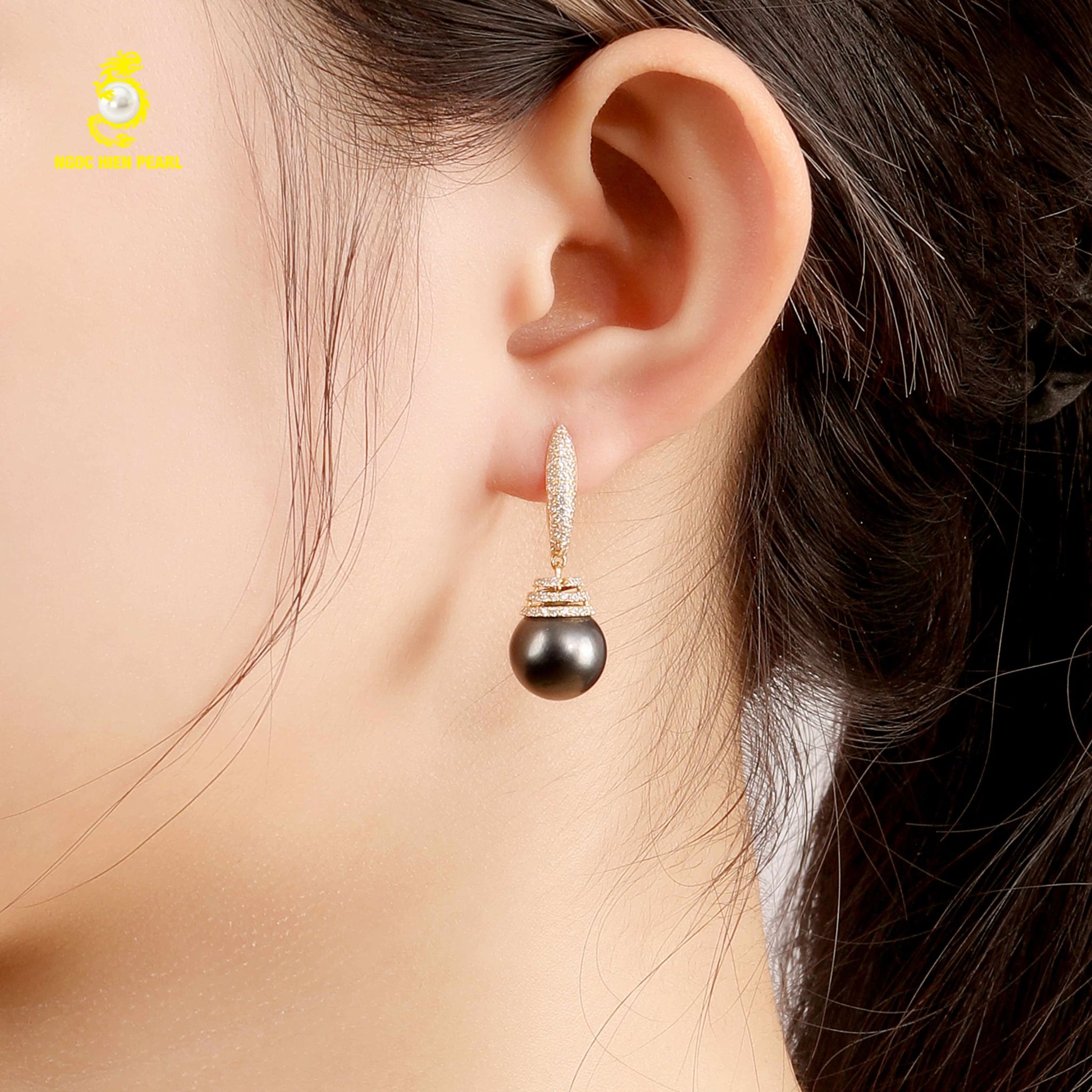 Bông tai ngọc trai sang trọng kết hợp vàng 18K GDE311