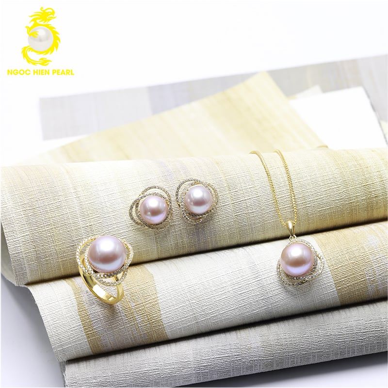 Bộ trang sức ngọc trai Freshwater kết hợp vàng 18K GS0609