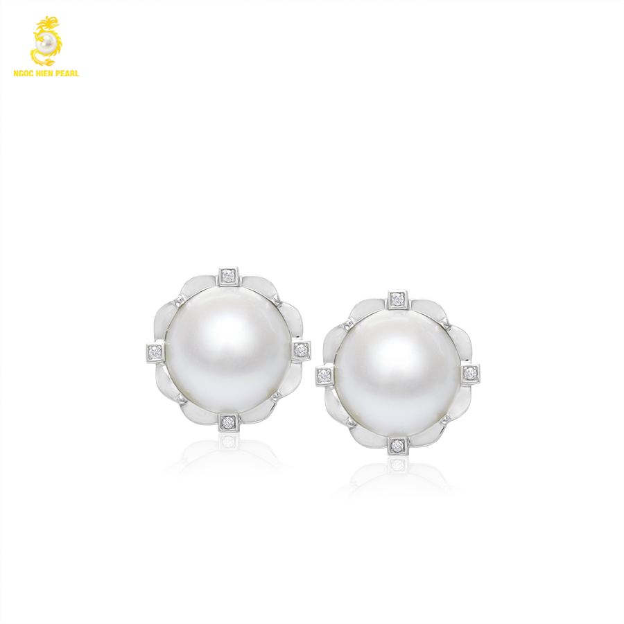 Bông tai ngọc trai Cấy Trên Vỏ GEP011