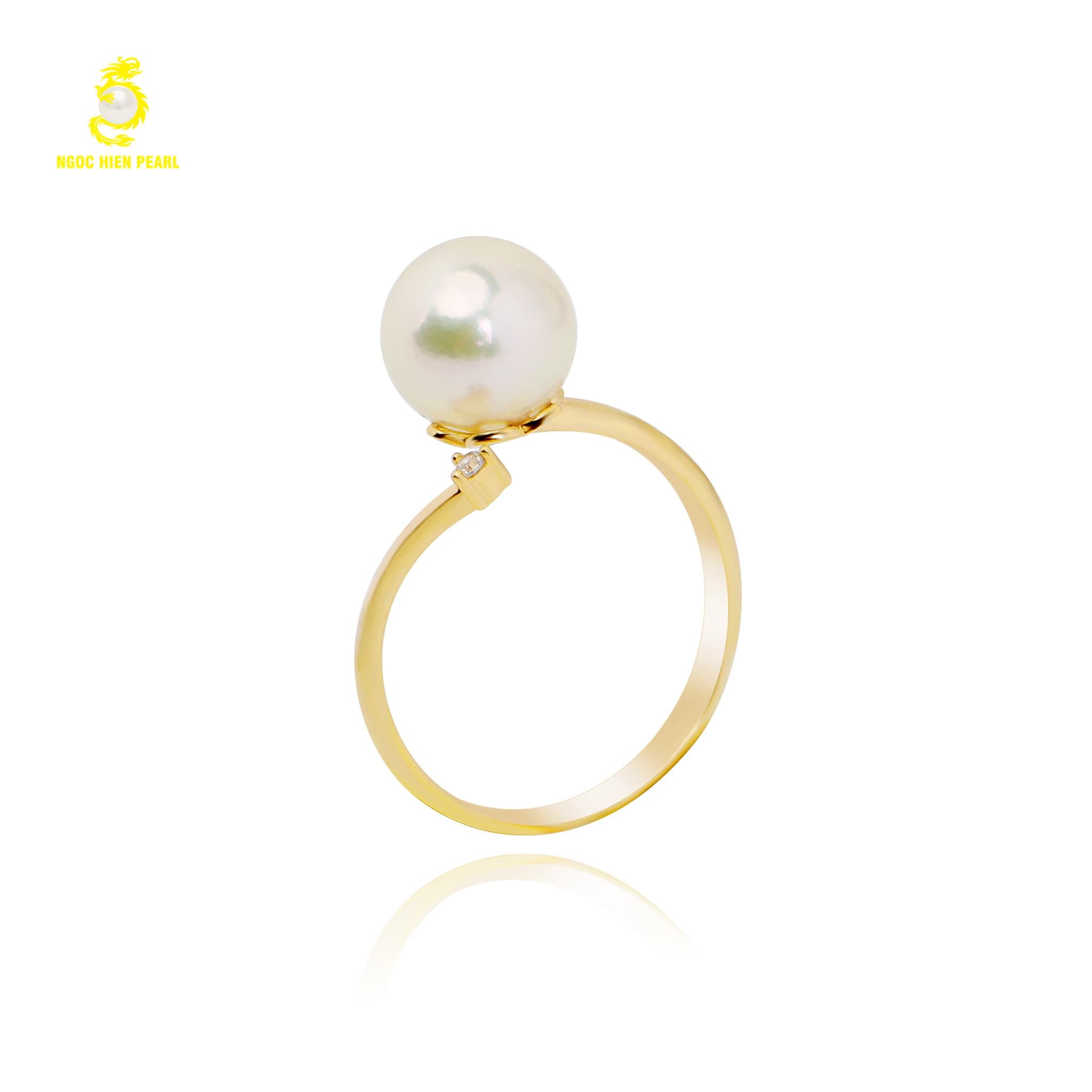 Nhẫn ngọc trai Akoya 4A kết hợp vàng 18K GR0519