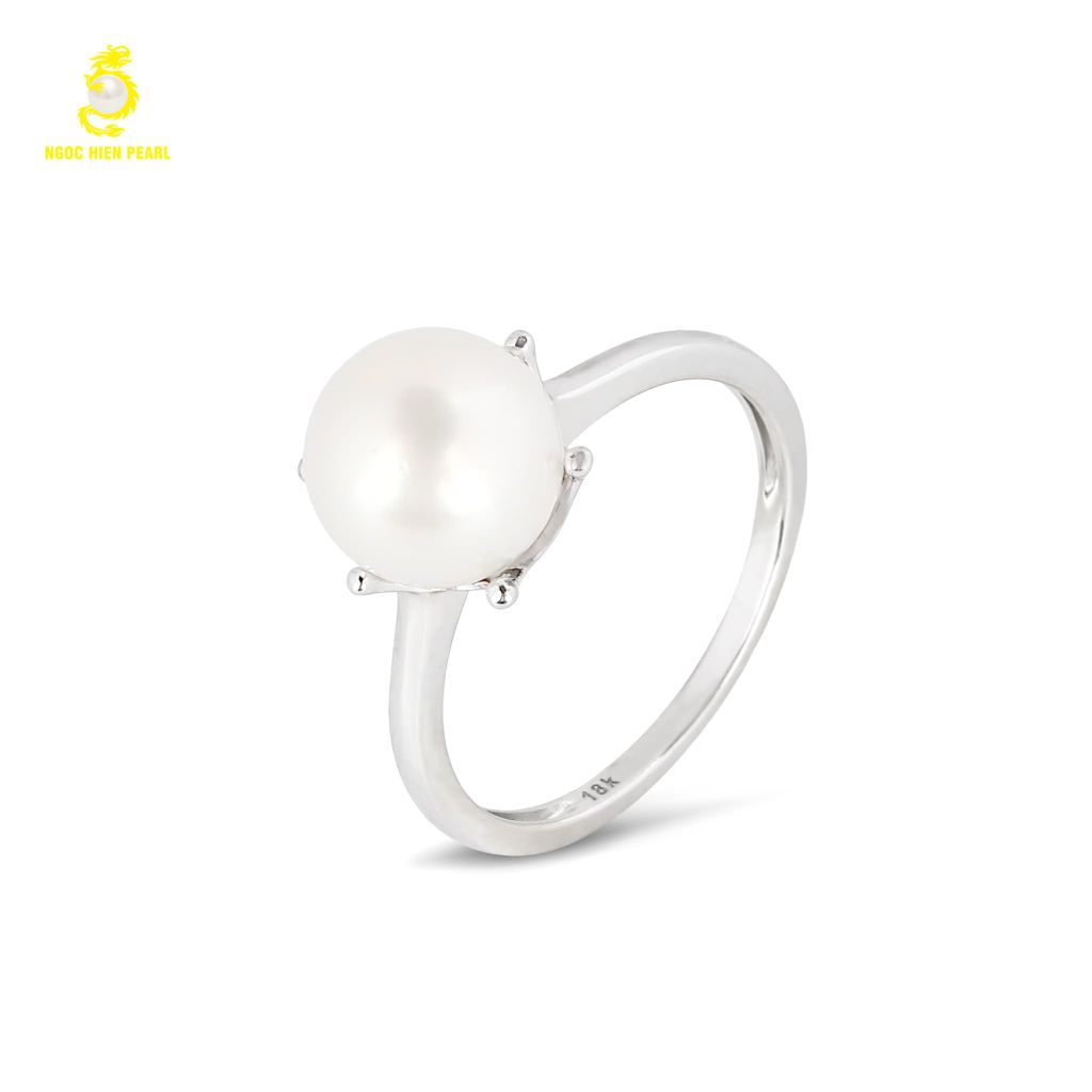 Nhẫn ngọc trai Akoya kết hợp vàng trắng 18K GR0S12