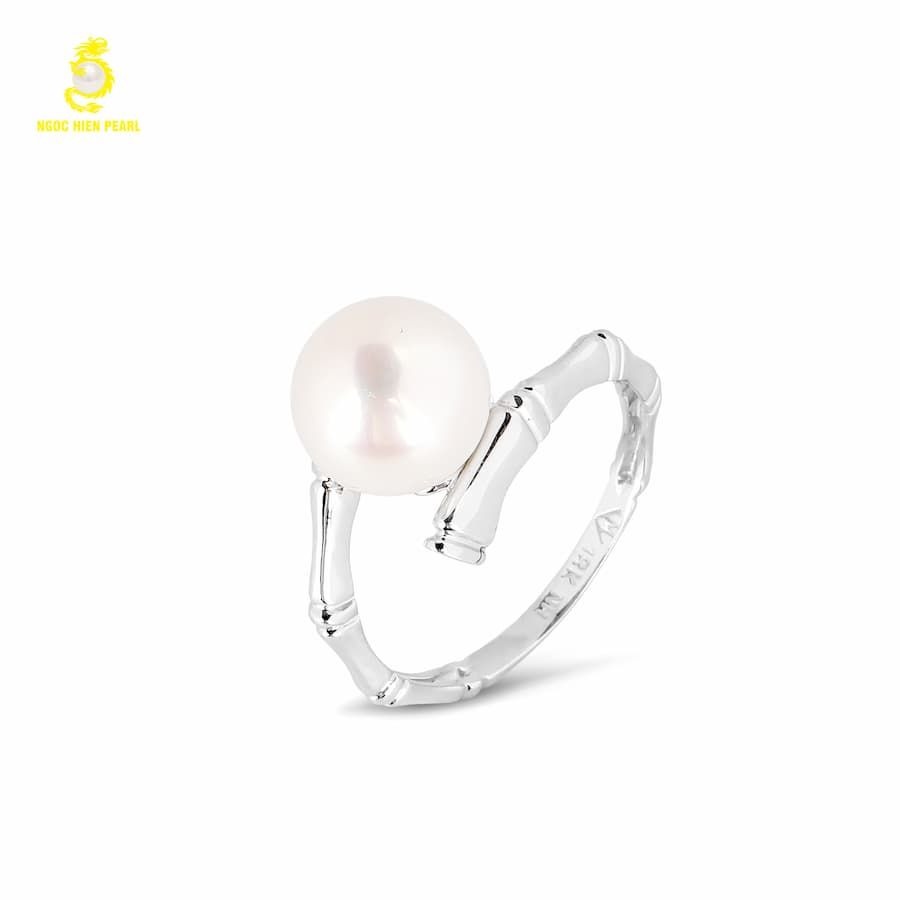 Nhẫn ngọc trai Freshwater kết hợp vàng trắng 18K GR0524
