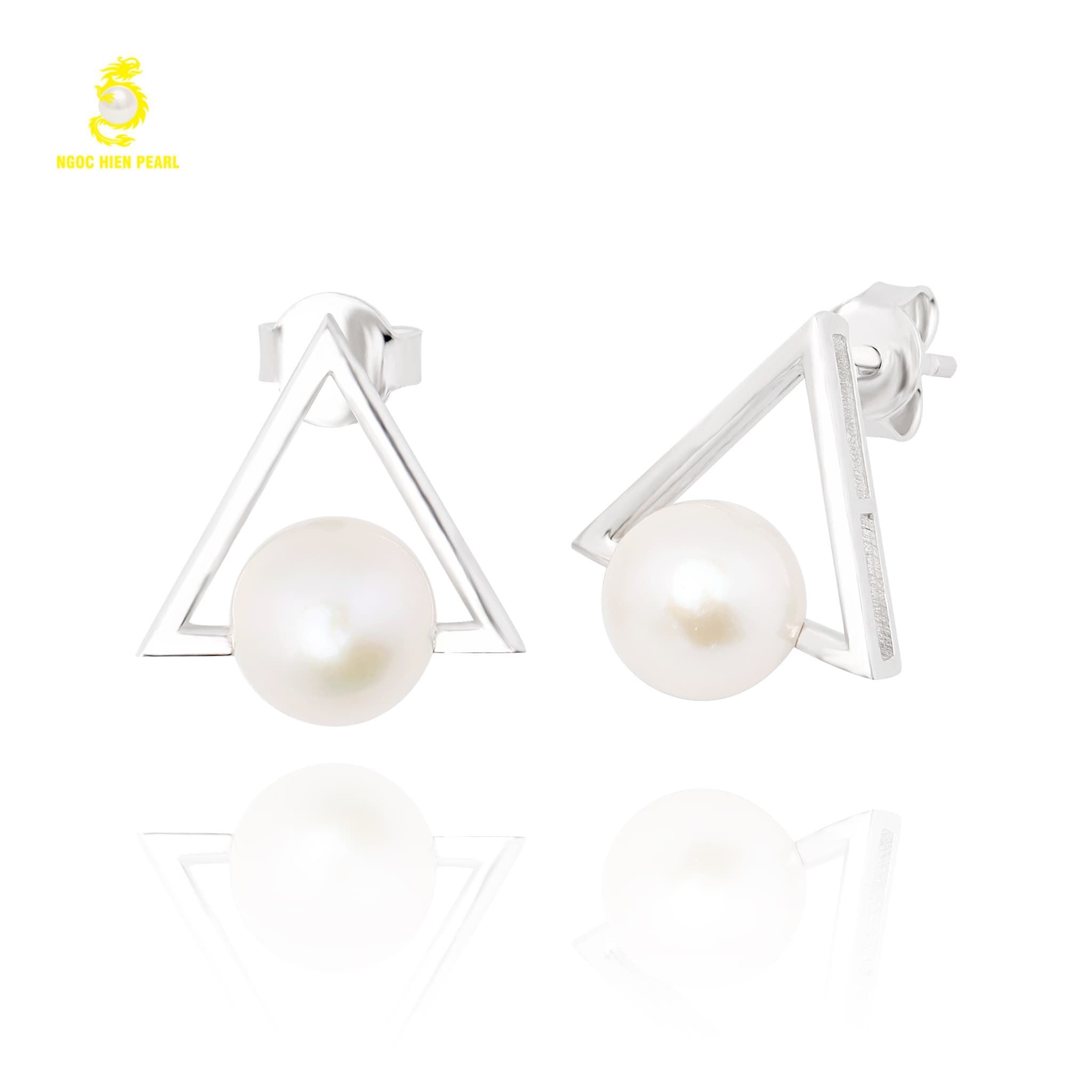 Bông tai ngọc trai Freshwater kết hợp bạc 925 SCE074