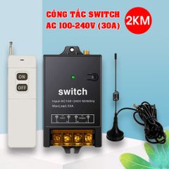 Công tắc điều khiển từ xa 2km, 433MHZ, 220V/30A có chức năng học lệnh từ điều khiển khác ở tần số