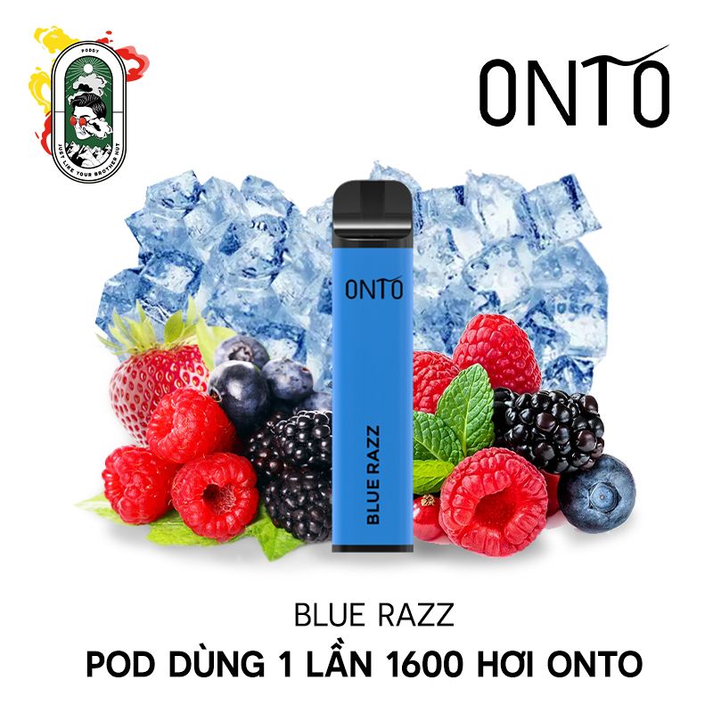  Pod Dùng 1 Lần 1600 hơi ONTO 6ML Blue Razz Việt Quất Mâm Xôi 50MG Chính Hãng 