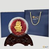 Quà tặng Chặn Giấy Thuyền Pha Lê Vàng Lá 24k ACT GOLD ISO 9001:2015