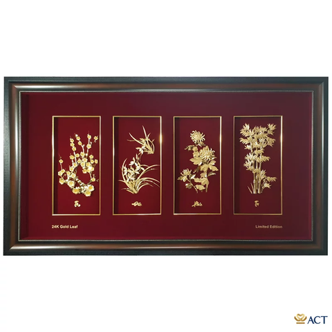 Tranh Tứ Quý dát vàng 24k ACT GOLD ISO 9001:2015 (Mẫu 1)