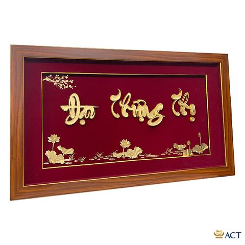 Quà tặng Tranh Chữ Đại Thượng Thọ Hoa Sen dát vàng 24k ACT GOLD ISO 9001:2015