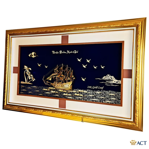Quà tặng tranh Thuyền mạ vàng 24k ACT GOLD ISO 9001:2015 (Mẫu 29)