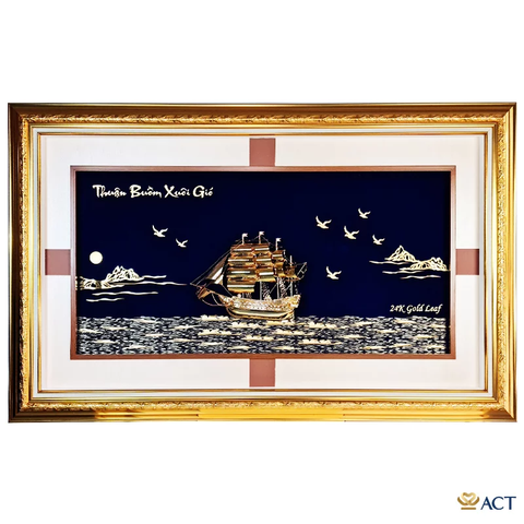 Quà tặng tranh Thuyền mạ vàng 24k ACT GOLD ISO 9001:2015 (Mẫu 30)