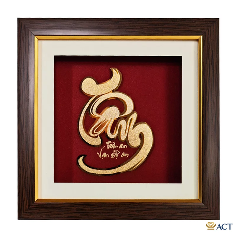 Quà tặng Tranh Chữ Tâm dát vàng 24k ACT GOLD ISO 9001:2015 (Mẫu 1)