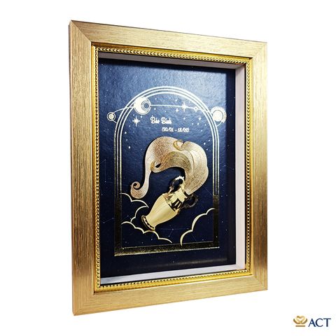 Quà tặng Tranh Cung Bảo Bình dát vàng 24k ACT GOLD ISO 9001:2015