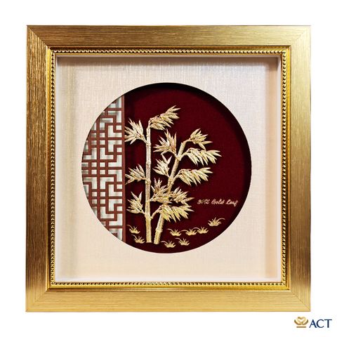 Quà tặng Tranh Cây Trúc dát vàng 24k ACT GOLD ISO 9001:2015