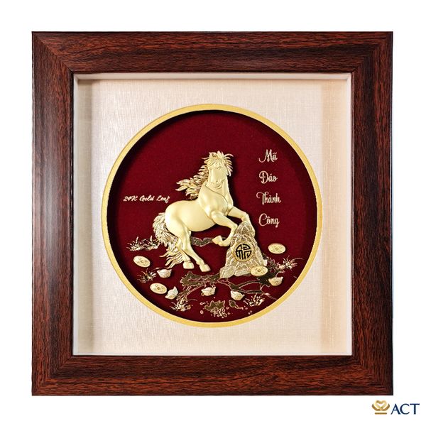Quà tặng Tranh Ngựa dát vàng 24k ACT GOLD ISO 9001:2015