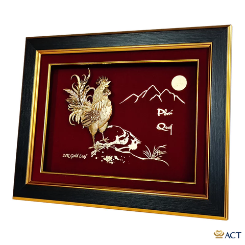 Tranh Gà Trống dát vàng 24k ACT GOLD ISO 9001:2015 (Mẫu 1)