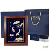 Quà tặng tranh Cá Chép Hoa Sen dát vàng 24k ACT GOLD ISO 9001:2015