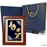Quà tặng Tranh Chữ An Hoa Sen dát vàng 24k ACT GOLD ISO 9001:2015(Mẫu 1)