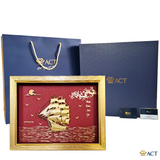 Quà tặng tranh Thuyền dát vàng 24k ACT GOLD ISO 9001:2015 (Mẫu 13)