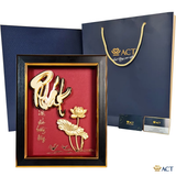 Quà tặng Tranh Chữ Phát Hoa Sen dát vàng 24k ACT GOLD ISO 9001:2015(Mẫu 2)