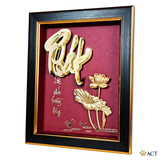 Quà tặng Tranh Chữ Phát Hoa Sen dát vàng 24k ACT GOLD ISO 9001:2015(Mẫu 2)