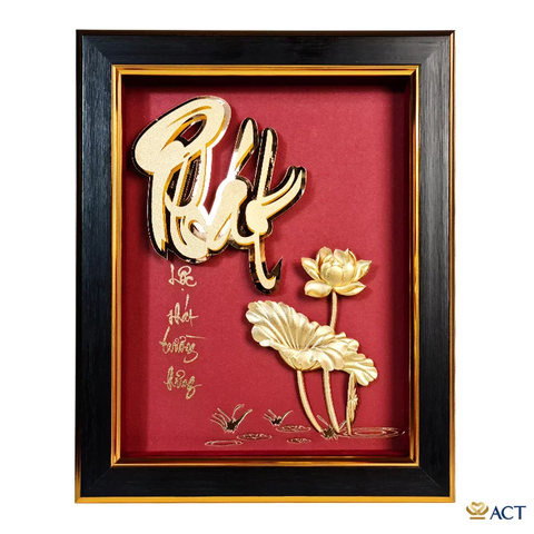 Quà tặng Tranh Chữ Phát Hoa Sen dát vàng 24k ACT GOLD ISO 9001:2015(Mẫu 2)