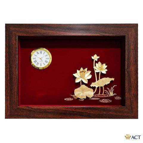Quà tặng Tranh Hoa Đồng hồ Sen dát vàng 24k ACT GOLD ISO 9001:2015