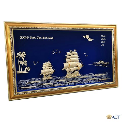 Quà tặng Tranh Đôi Thuyền dát vàng 24k ACT GOLD ISO 9001:2015