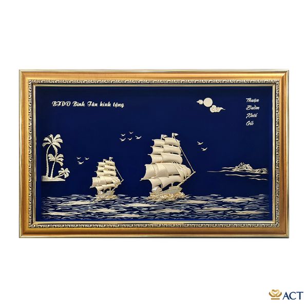 Quà tặng Tranh Đôi Thuyền dát vàng 24k ACT GOLD ISO 9001:2015