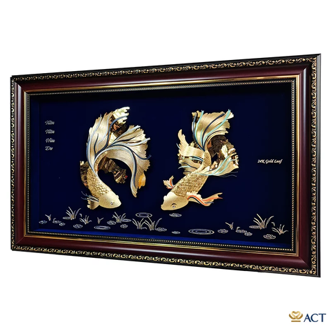 Quà tặng tranh Song Ngư dát vàng 24k ACT GOLD ISO 9001:2015