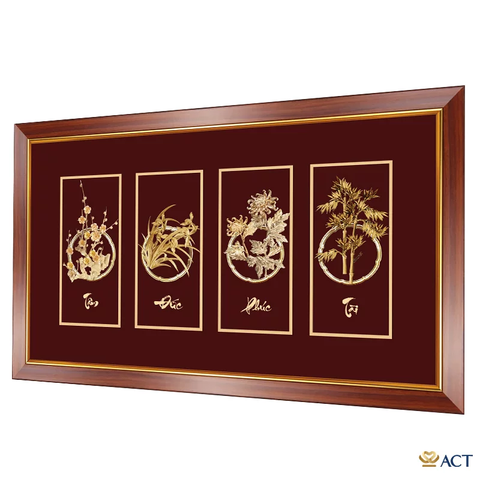 Tranh Tứ Quý  dát vàng 24k ACT GOLD ISO 9001:2015 (Mẫu 3)