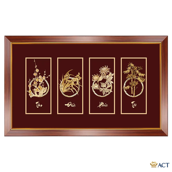 Tranh Tứ Quý  dát vàng 24k ACT GOLD ISO 9001:2015 (Mẫu 3)