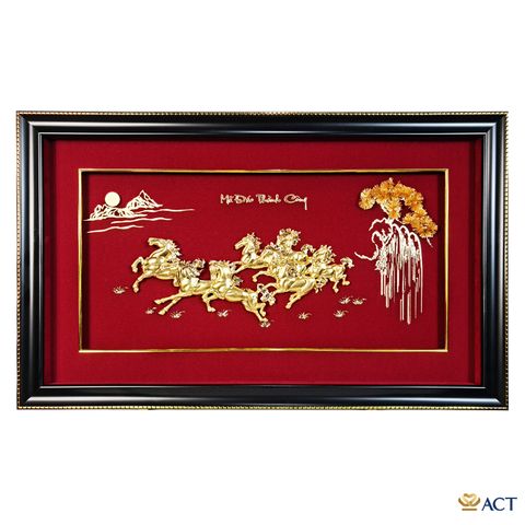 Quà tặng Tranh Bát Mã dát vàng 24k ACT GOLD ISO 9001:2015