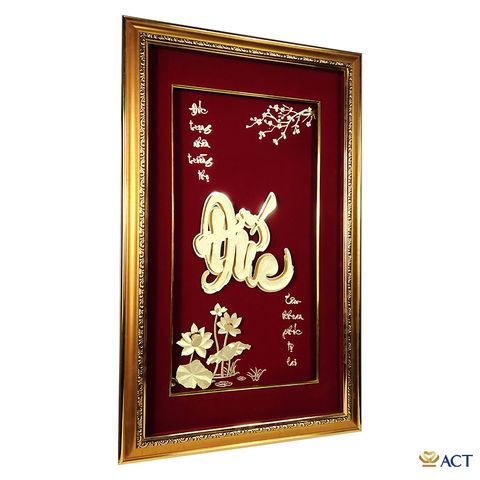 Quà tặng Tranh chữ Đức hoa Sen dát vàng 24k ACT GOLD ISO 9001:2015