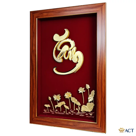 Quà tặng Tranh Chữ Tâm dát vàng 24k ACT GOLD ISO 9001:2015(Mẫu 4)